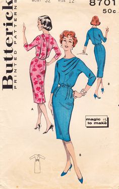 a vintage sewing pattern for a woman's dress