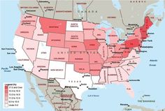 a map of the united states in red