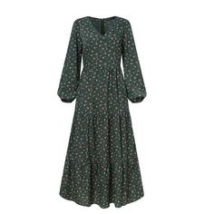 Description: Soft Material: The women maxi dress is made of soft polyester chiffon fabric, comfortable to wear, skin-friendly, breathable, lightweight, flowy, great for autumn, winter and spring. Fashion Design: Maxi long autumn dress, long puff sleeve, V neck, floral patterns, large hem, vintage, casual, loose, fashion style, make you more elegant and attractive. Various Occasion: The maxi dress is great for daily wear, casual, beach, dating, vacation, party, go shopping, travel and more occasi Xmas Dresses For Women, Xmas Dresses, Mode Prints, Bohemian Dresses Long, Dirndl Outfit, Chiffon Long Dress, Maxi Dresses Fall, Womens Fashion Casual Winter, Chiffon Fashion