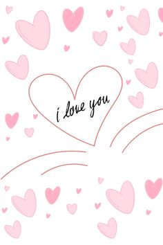 the words i love you are written in pink hearts