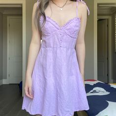 Zara Lavender Linen Sun Dress Size Small Nwot Pastel Purple Spaghetti Strap Spring Dress Comes Above The Knee Sold Out! Purple Sleeveless Sundress For Brunch, Casual Purple Sundress For Day Out, Casual Purple Mini Dress For Day Out, Purple Casual Sundress For Spring, Casual Purple Sundress For Spring, Casual Purple Sundress For Brunch, Purple Summer Sundress For Brunch, Lavender Casual Mini Dress For Brunch, Purple Sundress For Spring