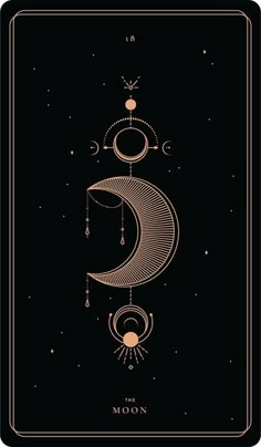 the moon tarot card in gold and black