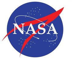 the nasa logo is shown in red and blue