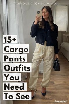 Khaki Cargo Pants Outfit, What To Wear With Cargo Pants, White Cargo Pants Outfit, Cargo Pants Outfits Women, Cargo Pants Outfit Ideas, Cargo Jeans Outfit, Cargo Pants Women Outfit, Green Cargo Pants Outfit, Slacks Outfit