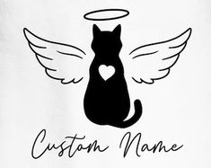 a black cat with angel wings and the words custom mane