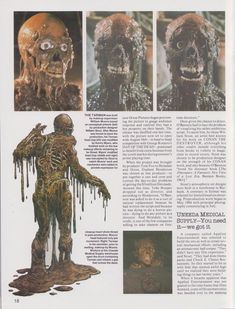 an article in the magazine shows pictures of zombie heads and blood dripping from their mouths