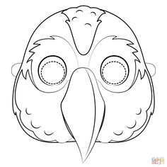 an owl's face with big eyes and a long beak is shown in the shape of a mask