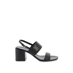 Burberry Sandals Crafted In Leather And Featuring The Tb Monogram With Gold Piped Trim Applied To The Wide Band. Adjustable Strap, Leather Footbed And Leather Sole. Materal: 100% Calf Leather. Made In: Italy. Color: Black. Collection: Fall - Winter 2023. Sku: 8069452. Heel Height: 7 Cm. Modecraze Is An Online Platform That Offers The Best Designer Products From Europe To Customers All Over The World. Our Exclusive Partnerships With European Retailers Ensure That We Curate A Wide Selection Of Aut Formal Leather Heels With Logo, Elegant Formal Heels With Logo, Luxury Leather Heels With Logo, Chic Open Toe Sandals With Logo, Luxury Heels With Logo For Formal Events, Elegant Leather Sandals With Logo, Luxury Leather Sandals With Logo, Luxury Tan Open Toe Sandals, Luxury Tan Heels For Summer