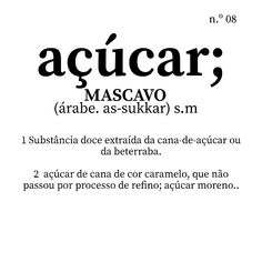 an advertisement for acucar mascavo, which is written in spanish and english