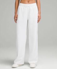 These Soft Textured Pants Serve Up Aces (No Racket Required). Inspired By Vintage Tennis Style, Youll Be Ready For Courtside Seats. Designed For Casual. Sits Away From Body, Hip To Hem:full Length Intended To Sit At Ankle. Hand Pockets With Hidden Card Sleeve. Drawcord To Customize Fit. | Textured High-Rise Wide-Leg Track Pant Regular Vintage Tennis, Lululemon Outfits, Fasion Outfits, Womens Sweatpants, Sport Pants, Track Pants, Active Wear For Women, Clothing Items, Tennis