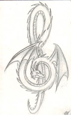 a drawing of a dragon with the letter s on it