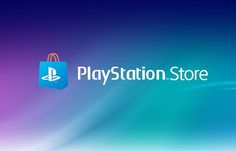 the playstation store logo is displayed on a blue and purple background