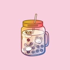 Frog in a mason jar Cute Frog Art, Kawaii Frogs, Pusheen Cute, Frog Wallpaper, Frog Art