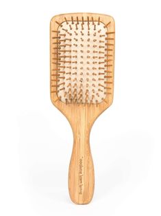 This bamboo hair brush is a luxurious and sustainable swap for brushes made with synthetic materials. It has a natural feel and functions exactly like conventional hair brushes. Brush pins are pure bamboo Cushion base is natural rubber Bamboo handle has a beeswax finish Compostable packaging made from paper only The Bamboo Hair Brush is resistant to water damage. However, excessive water exposure should be avoided. If the brush becomes wet, we recommend using a towel to wipe it dry. When properl Christmas Wishlist For Teens, Bamboo Hairbrush, Bamboo Hair Brush, Wooden Hair Brush, Bamboo Brush, Hair Brushes, Sustainable Products, Compostable Packaging, Synthetic Materials