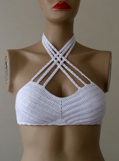 White Crochet Halter Top, Top A Crochet, Crochet Halter Top, Crochet Swimwear, 2016 Summer, Crochet Halter, Swimwear Beach