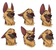 a set of cartoon dogs with different expressions