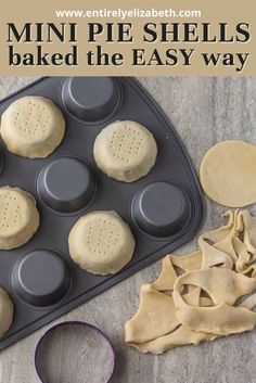 mini pie shells baked in the easy way on a baking tray with dough and cookie cutters