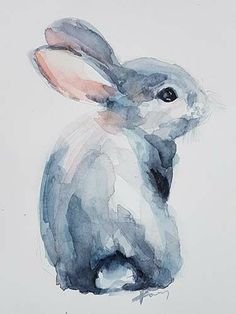 a watercolor painting of a bunny rabbit