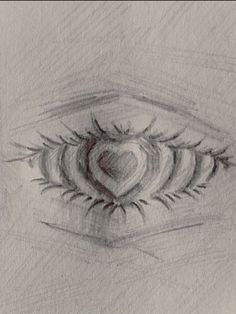 a pencil drawing of an eye with a heart in the center