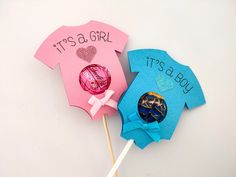 it's a girl and its a boy candy lollipops on sticks