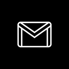 an email envelope icon on a black background with white lines in the form of a rectangle