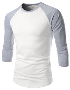 Nearkin Men 3/4 Sleeve Round Neck V Neck Fitted Raglan T-shirts | Amazon.com Nice Shirts, Simple Sweatshirt, Mens Cotton T Shirts, Men Shirts, Pacific Blue, Men's Clothes, Character Outfits, Casual Shirts For Men