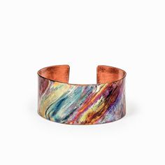 Modern Multicolor Cuff Bangle Bracelet, Modern Multicolor Bangle Cuff Bracelet, Modern Adjustable Multicolor Cuff Bracelet, Coloring Metal, Jewelry Magic, Pyrite Jewelry, Copper Bracelets, Copper Jewellery, Chainmail Jewelry