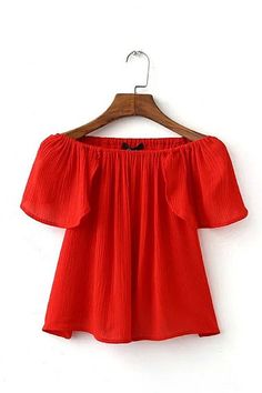 Off The Shoulder Crop Top Red -YOINS Red Off The Shoulder Top, Red Off Shoulder Top, Off Shoulder Shirt, Shoulder Tops, Maxi Skirts, Shoulder Crop Top, Red Blouses, Crop Shirt