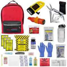 PRICES MAY VARY. EMERGENCY KIT FOR DISASTER PREPAREDNESS: Stay prepared for emergency situations everywhere you go. Ready America emergency survival kits sustain 1 person for 3 days (72 hours). Basic essential emergency supplies recommended by the American Red Cross as well as a hygiene kit, masks, thermometer, survival blankets and ponchos INCLUDES 33-PIECE FIRST AID KIT: Comes with first aid essentials for minor injuries like bandages and wound cleaning solution. Take care of medical emergenci Backpacking First Aid Kit, Emergency Backpack, Hygiene Kit, Survival Essentials, Water Purification Tablets, Car Emergency Kit, Emergency Survival Kit, Survival Blanket, Day Backpacks