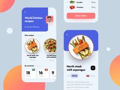 the food app is designed to look like it has different types of vegetables and meats on