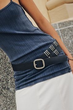 A heritage style with a modern twist, this low-slung hip belt from We The Free is featured in a doubled-up style with hardware detailing and a decorative buckle. **Features:** Wide width, double-strand style, leather fabrication, hardware details, decorative buckle, adjustable prong closure **Why We | We The Free Adler Hip Belt at Free People in Black, Size: S/M Low Slung Belt, Womens Belts Fashion, Hip Belt, Designer Belt, Casual Belt, Belt Style, Fashion Belts, Heritage Fashion, Current Styles