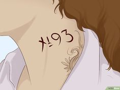 the back of a woman's neck with numbers painted on it