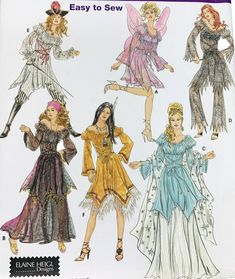 an image of women's fairy costumes sewing pattern