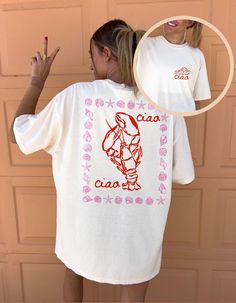 ✺ LOBSTER CIAO SEASHELL SHIRT ✺ * Q U I C K F A C T S * This design is a unique, one-of-a-kind awesome illustration that has been created in house. The design has a distressed effect, which gives a tee a worn-out look. This effect is intentional. ✺ 100% Cotton (fiber content may vary for different colors) ✺ Classic fit ✺ Sizing is unisex, so it fits both women and men (true to size) Please note that colours may appear different on different digital screens and may not be a true representation of Lobster Shirt, Tomato Girl, Aesthetic Sea, Coastal Aesthetic, Oversized T Shirt Dress, Ciao Bella, Girl Shirt, Amalfi Coast, Sea Shell