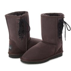 Choc Short Lace Up UGG Boots #choc #chocolate #laces #short #ugg #boots #uggboots #aussie #australian #australia #sheepskin Lace Up Ugg Boots, Doc Martens Boots