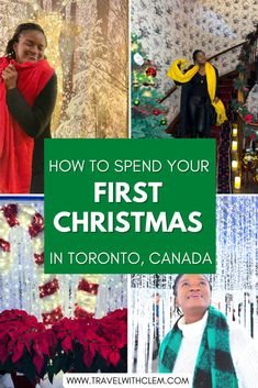 the first christmas in toronto, canada with pictures of people and decorations on display for everyone to see