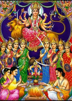 the hindu deities and their avatars are depicted in this painting, which depicts an image of