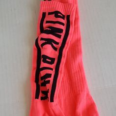 Victoria's Secret Pink Socks Os Bnwot 12" Heel To Top Trendy Pink Stretch Socks, Trendy Stretch Pink Socks, Sporty Pink Sports Socks, Sporty Pink Socks For Sports, Trendy Pink Knee-high Socks For Winter, Casual Pink Knee-high Socks, Pink Stretch Casual Socks, Pink Casual Sports Socks, Pink Casual Socks For Winter