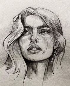 a pencil drawing of a woman's face