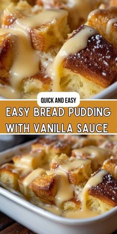 an easy bread pudding recipe with vanilla sauce