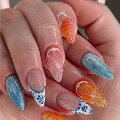 Super Cute And Stylish Ships In 5-10 Business Days See Nails Art, Petal Nail Art, Mediterranean Nails, June Nail Designs, Nails June, Orange Nail Art, Future Nails, June Nails, Kutek Disney