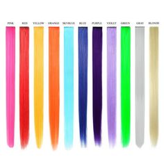 BEAUT GALLERIA 11 pieces Multi-Color Party Extensions set comes in various colors of your choice, with long length enabling you to have a custom look anytime. The party extensions are great for parties, music festivals, concerts, rave, clubs, holidays, Halloween costume, etc. The clip-in hair extensions bring style and excitement to any hairstyle or outfit. They are temporary; you can apply and remove them whenever you want. Clip-in hair extensions do not cause hair thinning or hair damage. Have Rainbow Hair Extensions Clip In, Hair Extensions Colorful, Scene Hair Extensions, Rainbow Hair Extensions, Hair Tinsel, Multi Colored Hair, Hair Extentions, Synthetic Hair Extensions, Hair Accessories Clips