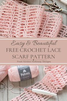 Beautiful lacy scarf in pink yarn, made from a very easy crochet pattern. Super Scarf Crochet Patterns, Crochet Lacy Scarf, Lace Scarf Pattern, Crochet Lace Scarf Pattern, Crochet Headband Tutorial, Contemporary Crochet, Very Easy Crochet, Crochet Lace Scarf