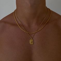 Golden version of the IBZ Necklace, inspired by the mediterranean island of Ibiza and its endless sunshine. Suitable for anyone. Length: 50 cm + 5 cm adjustable Men Chain Layering, Gold Jewelry Fashion Men, Layering Chains Men, Mens Necklace Stack, Gold Mens Jewelry, Men’s Gold Necklace, Men’s Gold Jewelry, Men’s Chains, Men’s Necklaces