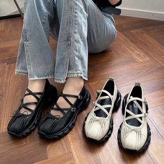 Kawaii Women Bow Decor Flatform Mary Janes, Casual Outdoor Flatform Shoes In Size 8. Runs True To Size In Colors Black And Beige! Ready To Ship Asap! Women Sports Shoes, Mary Jane Shoes Black, Sport Shoes Fashion, Platform Flats, Wedge Loafers, Butterfly Knot, Beige Shoes, Women Sports, Jane Shoes