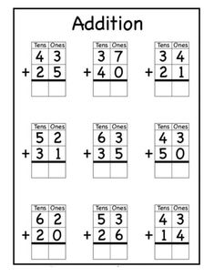 the addition worksheet for two digit numbers and one digit number is shown in this image