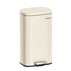 PRICES MAY VARY. [Space-Friendly] With a volume of 8 gallons this trash can offers ample space for waste. The slim figure measuring 13.8"L x 10"W x 25"H takes up little floor space. The sleek, modern design fits well into various spaces [Soft-Close, Odor-Sealing Lid] This kitchen trash can features a slow and quiet soft close lid. The tight seal of the lid prevents lingering odors [Open in 2 Ways] The trash can lid can open by stepping on the pedal to quickly toss waste or can be kept open by us Garbage Can Kitchen, Close Kitchen, Kitchen Trash Can, Trash Can With Lid, Stainless Kitchen, Kitchen Trash, Waste Container, Future Kitchen, Kitchen Trash Cans