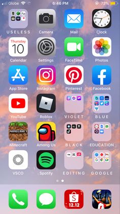 an iphone screen with various icons on it