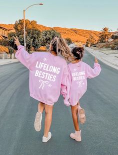 I T E M D E S C R I P T I O N  If you've got a daughter, you know she's your lifetime bestie. Show your love with our super cute Pink Mommy & Me sweatshirts. Go for a size up for that oversized look and enjoy all the catchy, trendy vibes! MATERIAL: *  Women: 50% Cotton /50% Polyester *  Girls: 60% Cotton /40% Polyester FIT & DETAILS: *  Fit type: Our sweatshirts fit true to size. But if you're someone who likes to keep it casual and relaxed, we recommend you go up one size from your usual size t Cute Oversized Letter Print Sweater, Oversized Cute Sweater With Letter Print, Cute Letter Print Sweater For Loungewear, Cute Sweater With Letter Print For Loungewear, Cute Relaxed Fit Sweater With Letter Print, Cute Sweater With Letter Print And Relaxed Fit, Casual Family Winter Sweatshirt, Casual Winter Sweatshirt For Family Occasions, Family Matching Long Sleeve Sweatshirt