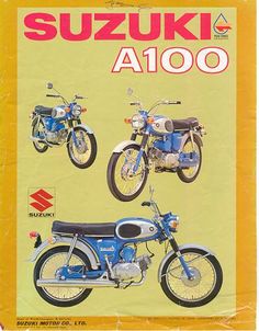 an advertisement for suzuki's aioo motorcycles from the early 20th century is shown